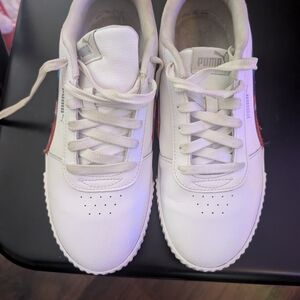 Puma White Sneakers with Red Accents